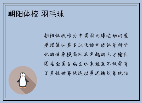 朝阳体校 羽毛球